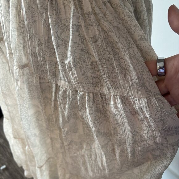 En Saison Milkmaid Cottagecore Toile Romantic Midi Dress Size XS Smocked Bow Tie - Picture 7 of 16